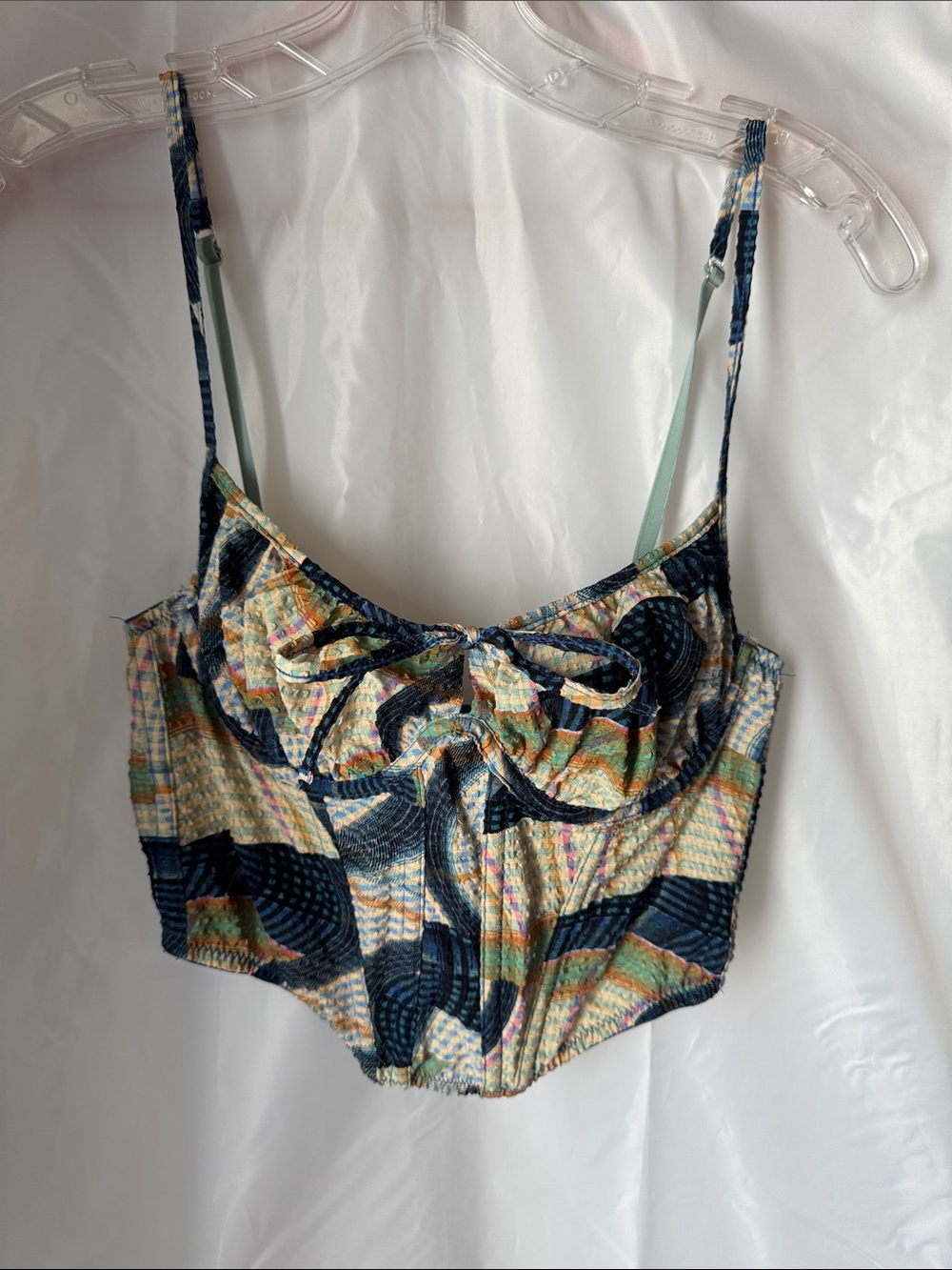 Urban Outfitters Navy & Multicolor Tie-Front Crop Bralette